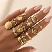 Ensemble de 23 bagues en alliage électroplaqué ChuYao, motif cœur et papillon, pour femmes, vente en gros, bijoux de mode personnalisés