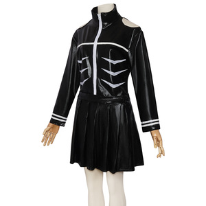 Costume de scène cosplay noir style cuir pour Halloween, personnage d'anime <span class=keywords><strong>Kirishima</strong></span> Toka, haut + jupe - Product Image 3