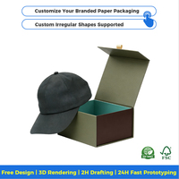 Boîte magnétique haut de gamme personnalisée avec doublure en éponge pour casquettes Snapback - Présentoir de vente au détail, cadeaux promotionnels et emballage d'expédition