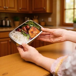 304 Stainless Steel Food Storage Container Rectangle Clip On Lid Airtight For Kitchen <b>Refrigerator</b> Travel Use - Product Image 2