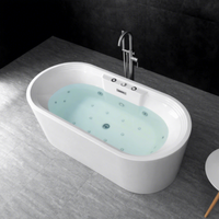 Baignoire de massage à remous en acrylique Gurgle Ultra Thin Edge Minimalist Oval 10 jets d'eau avec éclairage LED pour spa à domicile