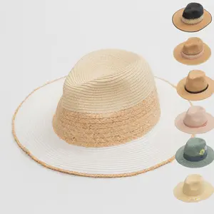 Fedora chapéu de palha mãe, masculino e feminino de luxo personalizado, retrô, de boa qualidade, dourado, de mão, de cor pura