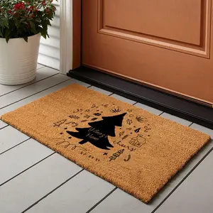 Paillasson personnalisé sur le thème de Noël avec nom répété - Product Image 1