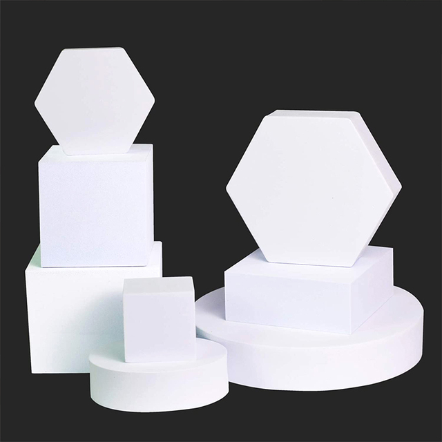 Column White Acrylic Display Blocks Modern Design Photo Prop Light Blue Hexagon Square Block Acrylic Red for Photography Props