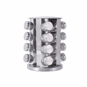 Set di scaffali per barattoli di spezie ruotati bottiglia di vetro ampolla sale pepe organizzatore di stoccaggio contenitore per condimenti in acciaio inossidabile all'ingrosso - Product Image 1