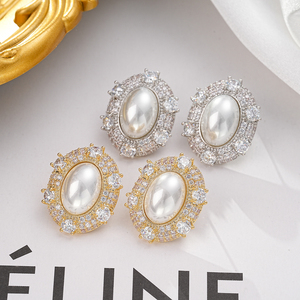 Senyu hợp thời trang trứng lớn hình dạng Baroque Stud Bông tai lát AAA Cubic Zirconia ngọc trai đinh tán Dubai Bridal trang sức Brazil xuất khẩu - Product Image 5