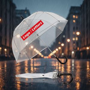 Long Handle Color Straight <b>Rod</b> Transparent Automatic Customized Logo Umbrella for Wedding - Product Image 1