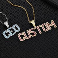 Collier VEROMCA plaqué or, style hip-hop, avec pendentif DIY en zircon, lettres et chiffres, personnalisable, pour hommes et femmes