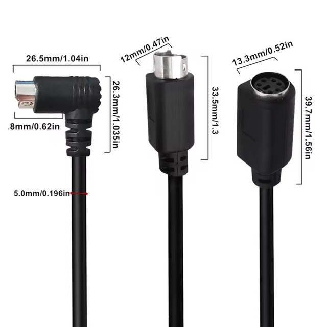 Male Female S-Video Elbow Mini DIN 6pin 6-core Copper PS Extension Cable PS2 Adapter Cable to Keyboard and Mouse Interface