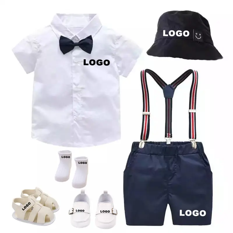Baby Boys Suits Baby Pajamas Set Kids Clothing Boy Romper Clothing Set 3 Pcs Cotton Short Sleeve & Shorts Outfit Custom Logo