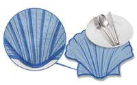 Parures de coquillages de mer d'été brodées de perles, sous la assiette, accessoire de décoration pour la maison, en polyester