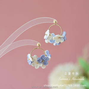 वसंत और गर्मियों के आला मगरमच्छ बुनाई हाथ से छोटे ताजा सूक्ष्म हुक वायलेट पांच पेटल फूलों के सर्कल - Product Image 2