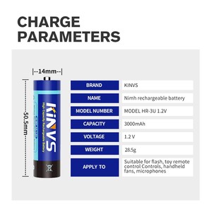 KINVS 마이크 배터리 1.2V <span class=keywords><strong>NiMH</strong></span> AA/AAA 3000mAh 노트북 및 카메라 사용 재고 충전식 - Product Image 4