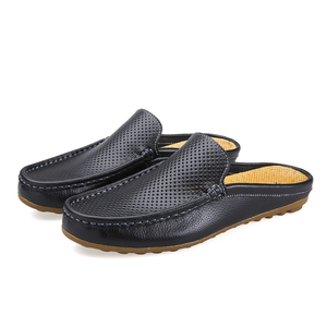 Sandales pour hommes, nouvelle conception, grande taille, respirantes, en cuir fendu, sans talon, tendance - Product Image 5