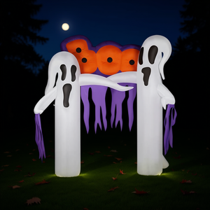 Décoration de jardin gonflable d'Halloween en PVC éclairé de 9,8 pieds, motif fantôme blanc, pour l'extérieur, D0100HAJFSU - Product Image 2