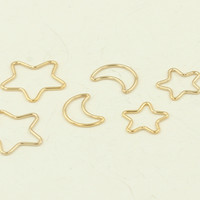 Meilleures ventes : Breloques artisanales en or rempli 14K, forme étoile et lune, anneaux de jonction géométriques et pendentifs creux pour accessoires de bijoux graphiques DIY