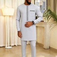Ensemble homme S-2XL, grande taille, été, nouveau style africain et arabe, imprimé numérique, hauts et pantalons à manches longues