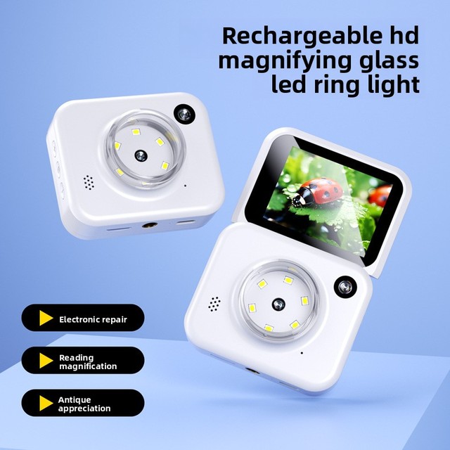 50-800x Mini Square Digital Microscope Portable Handle Recording Magnifying Glass With Led UV Lights