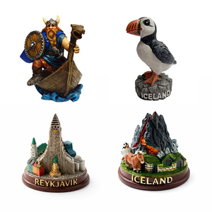 Globo de Nieve Personalizado de Islandia con la Iglesia de Hallgrímskirkja, Estatua de Géiser, Figura de Puffin, Imán de Refrigerador con Volcán, Colección de Lugares Emblemáticos de Reykjavik - Product Image 3