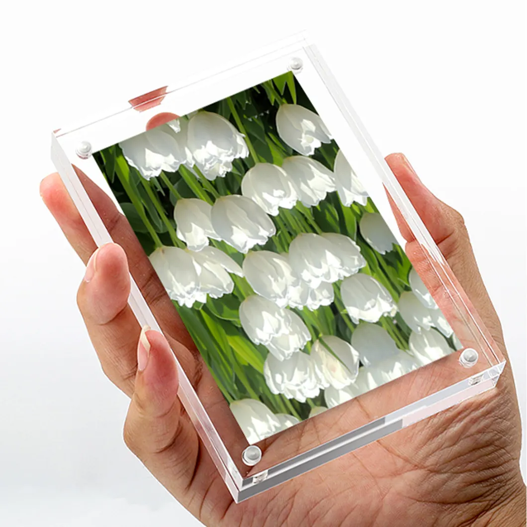 Prezzo di fabbrica Freestanding doppio lato blocco acrilico 3D effetto Display acrilico magnetico cornice personalizzata Logo del marchio