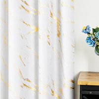 Rideaux occultants prêts à poser en marbre avec impression feuille d'or pour salon, chambre, hôtel – Rideaux à œillets de luxe isolants thermiquement