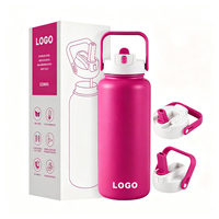 Botella de Agua de Acero Inoxidable con Aislamiento al Vacío de Doble Pared de 1 Litro con Logotipo Personalizado al por Mayor de Everich, con 2 Tapas para Gimnasio y Deportes al Aire Libre