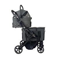 Poussette de chariot à double couche robuste pour animaux de compagnie multi-fonction réglable et pliable confortable transporteurs étanches pour le voyage