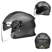 Casque de moto demi-face en fibre de carbone forgée, double visière, absorption des chocs, homologué DOT, fixation rapide, doublure confortable