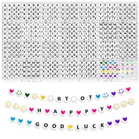 1400 perles par boîte, perles rondes en acrylique de 7*4 mm, kit de perles avec lettres, perles en forme de cœur et de sourire pour la fabrication de bracelets DIY