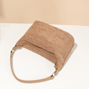 高端流浪汉拉菲草沙滩包春夏新款手提肩饺子包，带拉链封口涤纶衬里 - Product Image 5