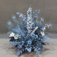 Romantische Kunstblumen-Gangdekoration für Hochzeiten, Blaue Feder-Blumenarrangements für Laufsteg, Bühnenhintergrund, Bankettsaal und Empfang