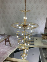 Lustre suspendu long et rotatif de luxe moderne pour hall d'hôtel, villa, salon, escalier, en cristal doré