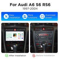 Radio con Pantalla Táctil de 9 Pulgadas Junsun Carplay Android Auto para Audi A6 S6 RS6 1997-2004, Reproductor de DVD para Auto, Autoradio Multimedia para Audi A6 C5