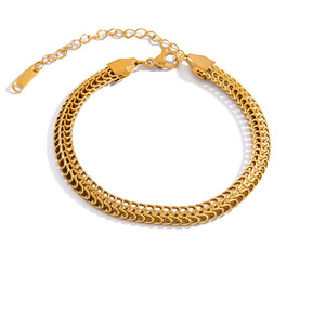 Pulsera de Acero Inoxidable Chapada en Oro de 18K, Estilo Hip Hop Punk, Joyería Unisex, Regalo, Diseño Geométrico, Pulsera de Cadena de Aleación de Zinc - Product Image 5