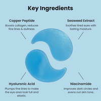 CLOVER RENA Patchs pour les yeux en feuille de cristal bleu organique avec peptide de cuivre et acide hyaluronique, anti-âge, anti-poches, anti-cernes, hydratant