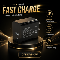 Charger Dinding USB-C QC 3.0 20W PD Shenzhen Lvxiangyuan Bersertifikasi UL/CUL FCC, Pengisian Cepat, Adaptor Daya USB OTP 2 Port, Colokan US