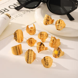 Кольца KITI в винтажном готическом стиле с текстурой, позолоченные PVD 18-каратным золотом, массивные, модные украшения - Product Image 5