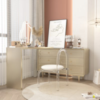 Commode à six tiroirs en bois massif français, style moderne et luxueux, pour chambre principale, avec coiffeuse intégrée