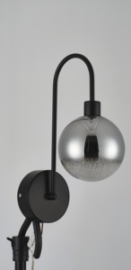 Lámpara de Pared Moderna de Metal Negro con Pantalla Redonda de Vidrio, Bombilla LED E27, para Dormitorio - Product Image 2