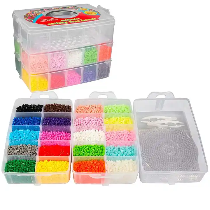Perler Fuse Bead Activity Peg Boards, 7 Multicolor Pegboards and Ironing  Paper 