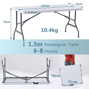 Table pliante en plastique rectangulaire blanche, table pliante d'extérieur légère pour banquet événement réunion - Product Image 6