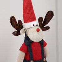 Yeni Stil El Yapımı Çevre Dostu Kırmızı Kumaş Noel Süsleri Noel Baba Ren Geyiği Ayakta Duran Figür Bebek Süsü Kardan Adam