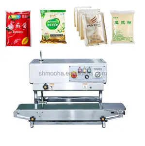 China pedal plastic food bag pouch heat package sealing machine continuous band sealer machine