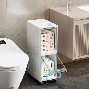 DAYOOH Organizzatore <span class=keywords><strong>Angolare</strong></span> Trasparente a 5 Ripiani, Armadio di Stoccaggio in Plastica Stretto con Ruote Impermeabile per Cucina, Bagno, Soggiorno - Product Image 3