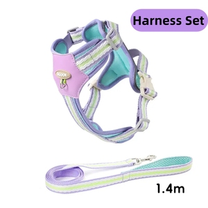 สายรัดสุนัขไนลอนลายสะท้อนแสง เสื้อกั๊กตาข่ายระบายอากาศ พร้อมตัวล็อคแบบปลดเร็วเพื่อความปลอดภัย และสายจูงแบบมีเบาะสำหรับสุนัขพันธุ์เล็ก - Product Image 5