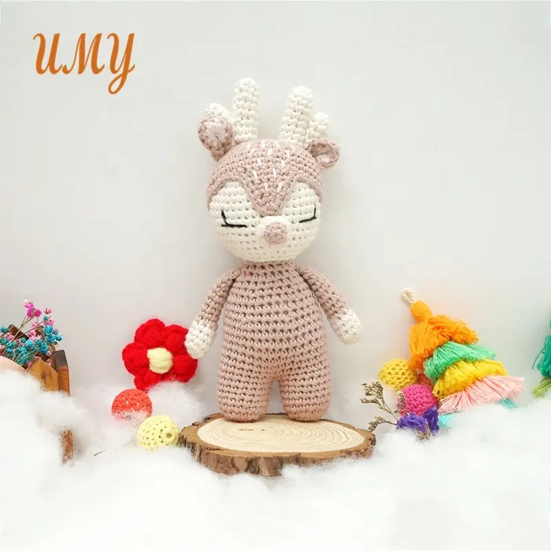 Deer Plush Stuffed Animal Baby Peluches de Handmade Amigurumi Toy Crochet Reindeer