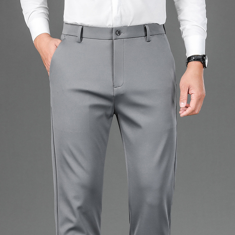 Light Grey Mens Slim fit dress pants skinny work trousers