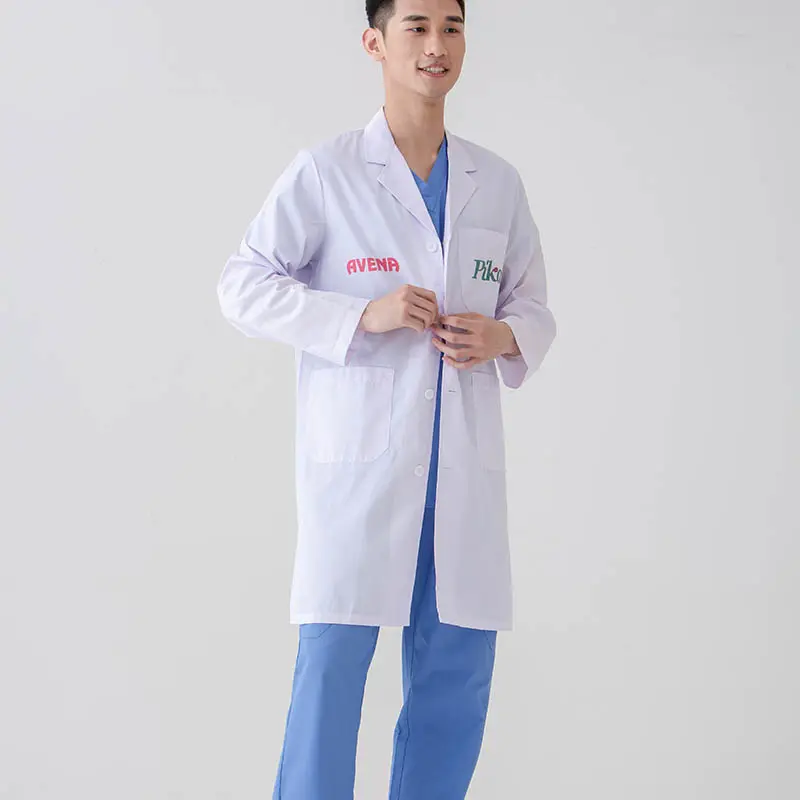 Camice da laboratorio medico Unisex 39 pollici medico e infermiera uniforme maniche lunghe