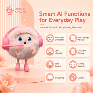 AI Peach Beat Pink Headphone Plush Toy Long Legs Touch Vibration LED Eyes ChatGPT 50+ Idiomas Clonación de Voz Memoria de Larga Duración - Product Image 2