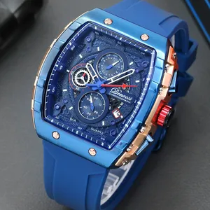 Denvosi Großhandel individuelle Uhren Herren individuelles Logo Gummi Chronograph Quarz Hand Edelstahl Sport Armbanduhren für Männer